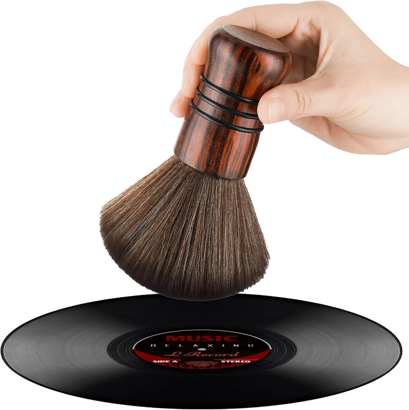 NiHome Large Vinyl Record Cleaning Brush, Anti-Static Soft LP Record Cleaner, Ultra-Fine Fiber Bristles Vinyl Dust Remover Brush, Safe for Vinyl LP CD Album, Beech Wood Handle Retro Design (Red/Black) Trendy natural tone options - Image 1