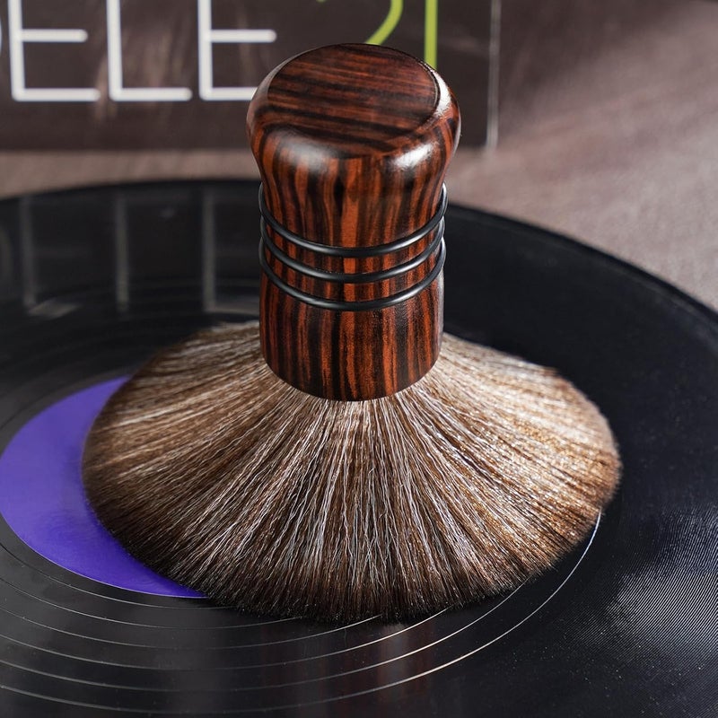 NiHome Large Vinyl Record Cleaning Brush, Anti-Static Soft LP Record Cleaner, Ultra-Fine Fiber Bristles Vinyl Dust Remover Brush, Safe for Vinyl LP CD Album, Beech Wood Handle Retro Design (Red/Black) Trendy natural tone options - Image 4