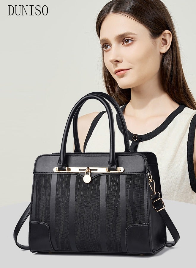 DUNISO Women's Vintage Tote Bag Handbags with Large Capacity Faux Leather Shoulder Bag Ladies Fashion Designer Satchel Crossbody Bag with Detachable Strap for Ladies - Image 1