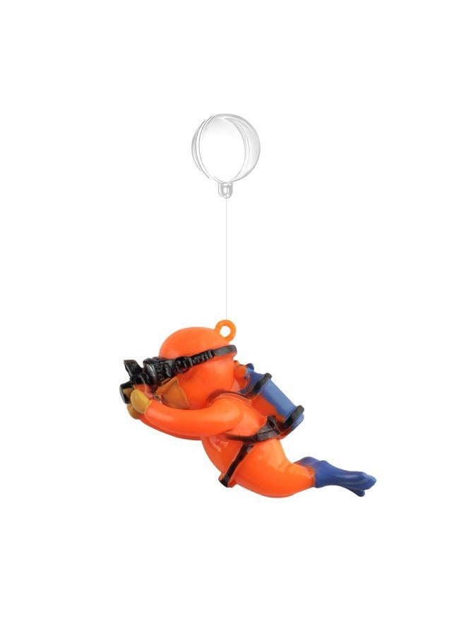 onesimcr Floating Fish Tank Decorations, Aquarium Decorations, Lovely Diver Fish Tank Decorations, Floating Device Fish Tank Accessories，Suitable for All Kinds of Fish Tanks(Orange) - Image 1