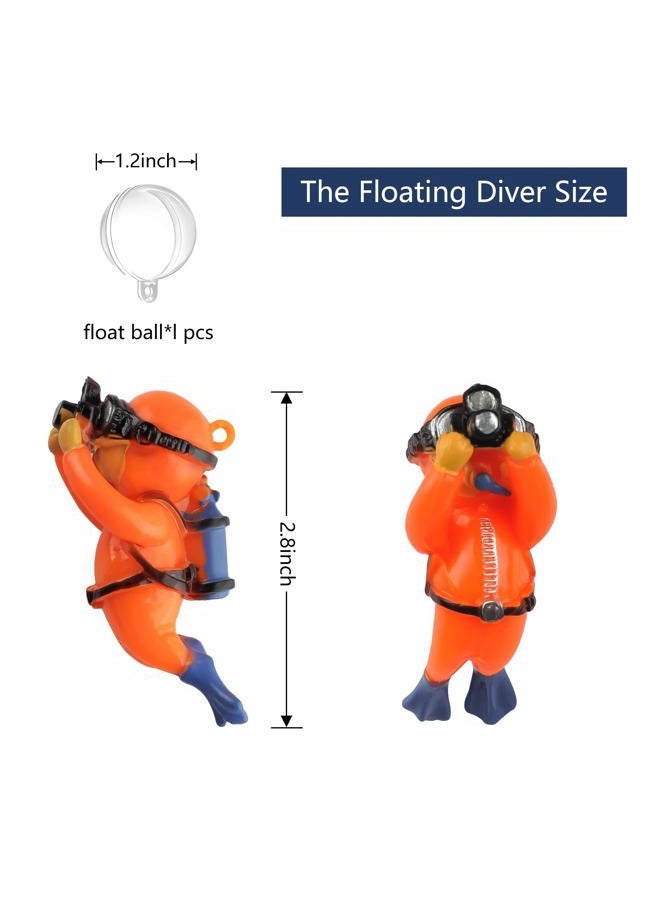 onesimcr Floating Fish Tank Decorations, Aquarium Decorations, Lovely Diver Fish Tank Decorations, Floating Device Fish Tank Accessories，Suitable for All Kinds of Fish Tanks(Orange) - Image 3