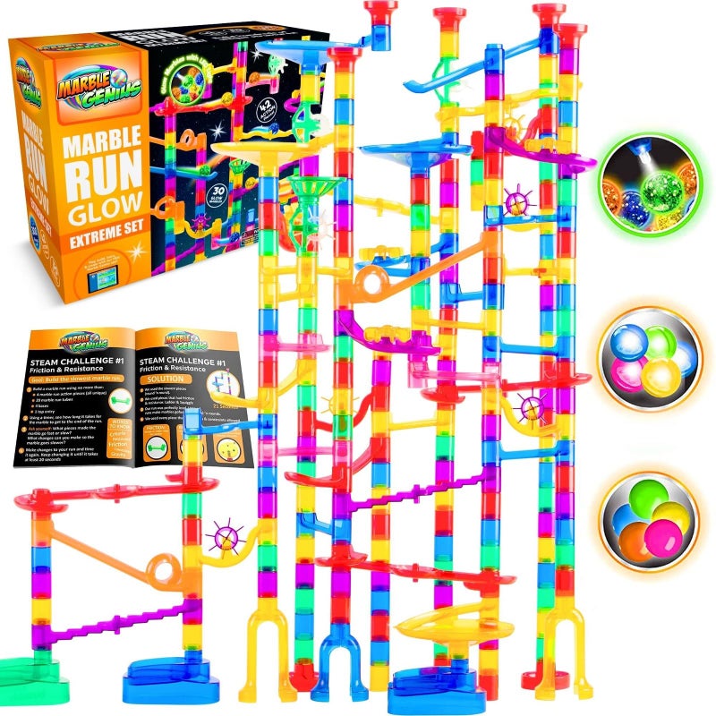 Marble Genius Marble Run Race Track - 300-Piece Multicolor Glow Extreme Set - STEM Building Toy & Marble Race Set for Kids Ages 4+ - Image 1