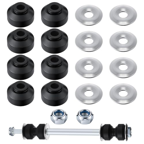 Meonum 8 Set 38 Universal Sway Bar End Link Bushing Repair Kit 8 Rubber Grommets 8 Washers 2 Nuts Suspension Stabilizer Link Bushing Replacement for Cars Trucks SUVs to Restore Handling - Image 1