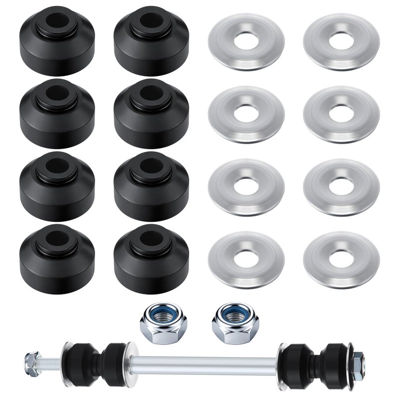 Meonum 8 Set 38 Universal Sway Bar End Link Bushing Repair Kit 8 Rubber Grommets 8 Washers 2 Nuts Suspension Stabilizer Link Bushing Replacement for Cars Trucks SUVs to Restore Handling - Image 3