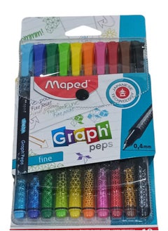 Maped Graph Peps Classic 0.4mm Fine Felt Tipped Pens, Pack of 10 Multicolour  - Image 1