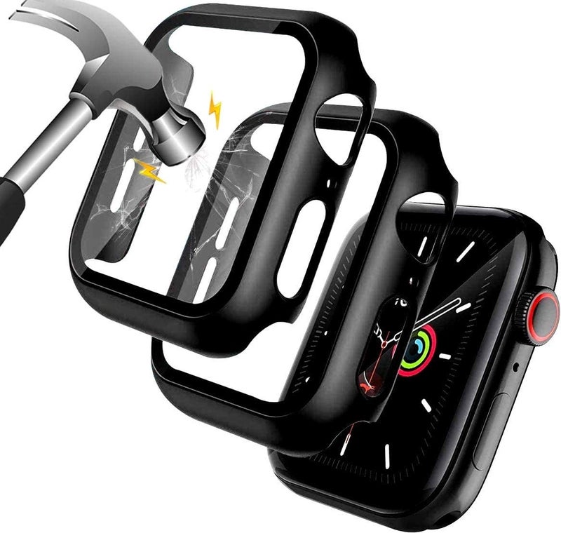 Apple Watch Compatible (44MM) TPU Frame Tempered Glass Sides Hard Silicone