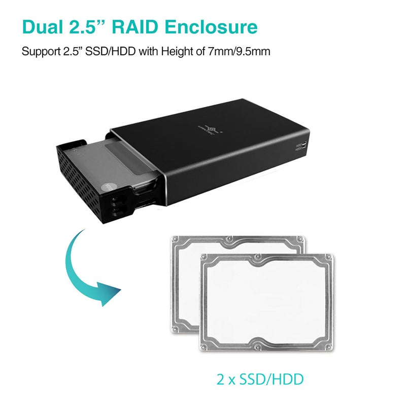 Vantec حاوية RAID مزدوجة Vantec Nexstar GX USB 3.0 2.5" SATA SSD/HDD، سوداء (NST-272S3-BK) - Image 2