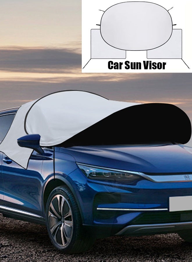 واقي شمس للزجاج الأمامي، عاكس للأشعة فوق البنفسجية سميك مكون من 5 طبقات، قابل للطي على شكل أكورديون، غطاء واقي للزجاج الأمامي للسيارة، يحافظ على برودة سيارتك، إكسسوارات داخلية للسيارات (190 × 257 سم) - Image 1