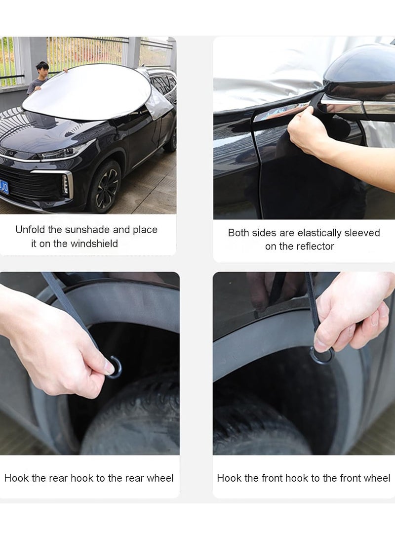واقي شمس للزجاج الأمامي، عاكس للأشعة فوق البنفسجية سميك مكون من 5 طبقات، قابل للطي على شكل أكورديون، غطاء واقي للزجاج الأمامي للسيارة، يحافظ على برودة سيارتك، إكسسوارات داخلية للسيارات (190 × 257 سم) - Image 3