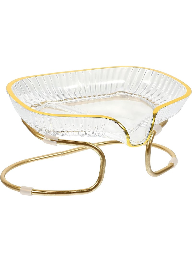 Generic Luxury Soap Dish with Gold Metal Stand – Clear Acrylic Soap Holder for Bathroom & Sink – Elegant Design with Drain Base – 1pcs - Image 1