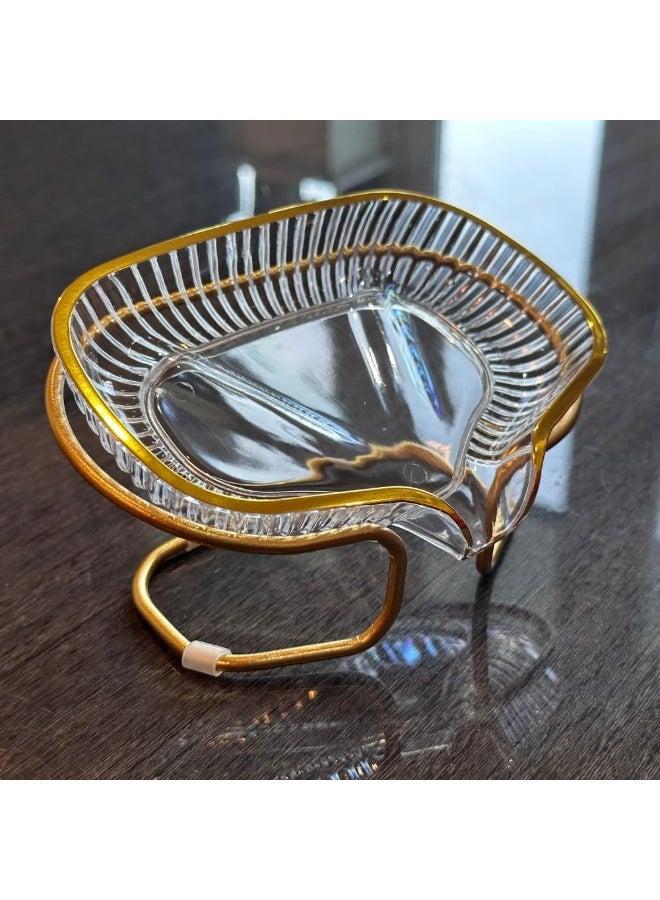 Generic Luxury Soap Dish with Gold Metal Stand – Clear Acrylic Soap Holder for Bathroom & Sink – Elegant Design with Drain Base – 1pcs - Image 2