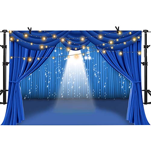 PHMOJEN Blue Curtain Theater Stage Photography Backdrop Vinyl 10x7ft Party Show Background Photo Studio Props LYPH915 - Image 5