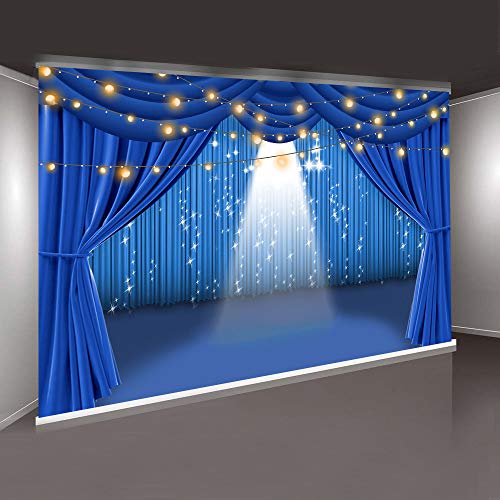 PHMOJEN Blue Curtain Theater Stage Photography Backdrop Vinyl 10x7ft Party Show Background Photo Studio Props LYPH915 - Image 3