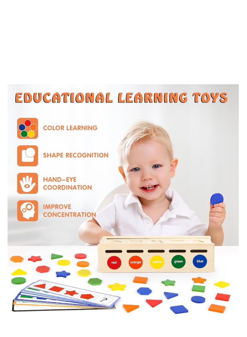 Montessori Toys for 1 2 3 Year Olds by Jorel, Wooden Sorting Toys for Toddlers with Matching Box, Shape Sorting and Color Matching Educational Toys for Kindergarten Girls and Boys - Image 1