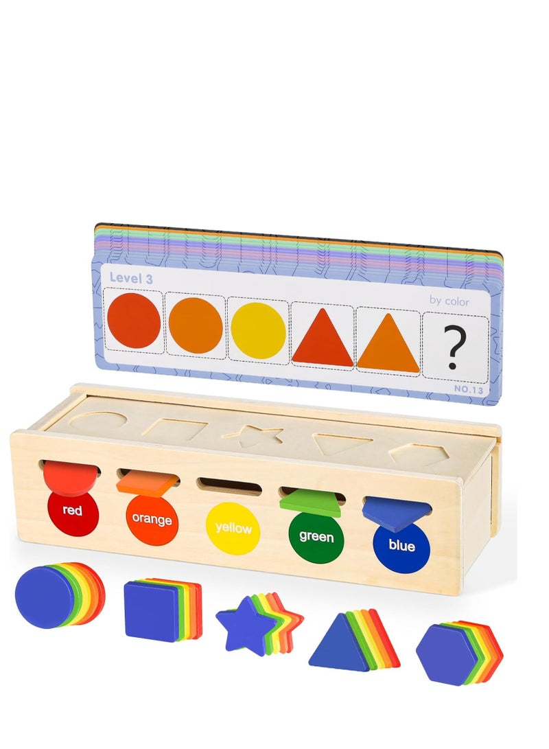 Montessori Toys for 1 2 3 Year Olds by Jorel, Wooden Sorting Toys for Toddlers with Matching Box, Shape Sorting and Color Matching Educational Toys for Kindergarten Girls and Boys - Image 2