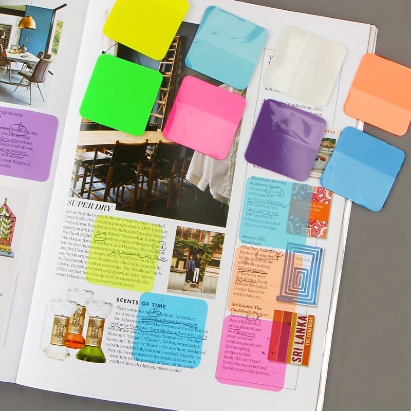 Round 16pcs 320 Sheets Semi-Transparent Colored Sticky Notes Square Transparent Index Tabs High Quality Reusable Stickers Easy To Organize For Annotating Books Notebooks Office And School Supplies - Image 3