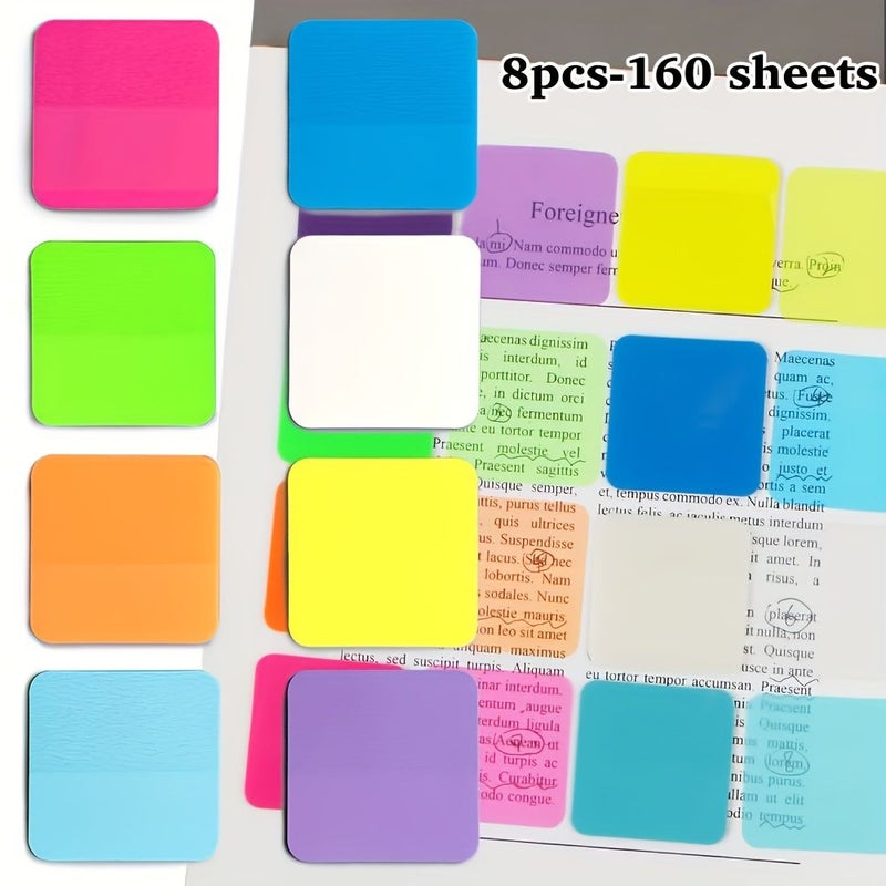 Round 16pcs 320 Sheets Semi-Transparent Colored Sticky Notes Square Transparent Index Tabs High Quality Reusable Stickers Easy To Organize For Annotating Books Notebooks Office And School Supplies - Image 1
