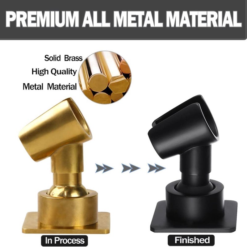YDmeet Shower Head Holder All Meta lHandheld Shower Wand Bracket Adhesive Shower Wall Mount Holder Brass Shower Spray Holder Black, Drill Free Glue Installation - Image 2