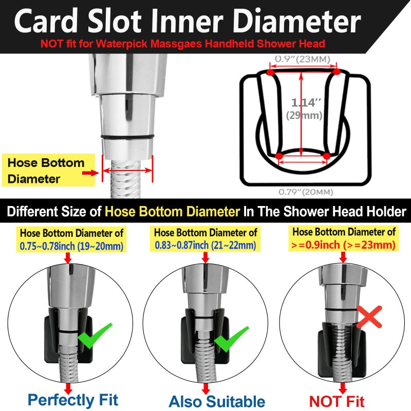 YDmeet Shower Head Holder All Meta lHandheld Shower Wand Bracket Adhesive Shower Wall Mount Holder Brass Shower Spray Holder Black, Drill Free Glue Installation - Image 4