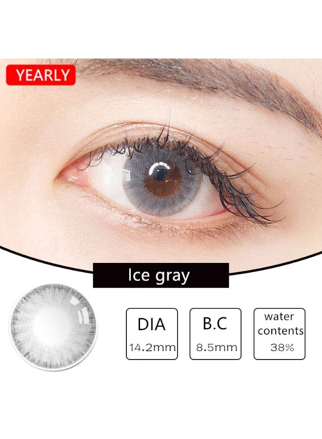 أو.بي كير عدسات لاصقة ملونة رمادية ثلجية 17، عدسات لاصقة تجميلية للجنسين، عدسات عصرية طبيعية، عدسات ناعمة بنسبة 42% ماء - Image 1
