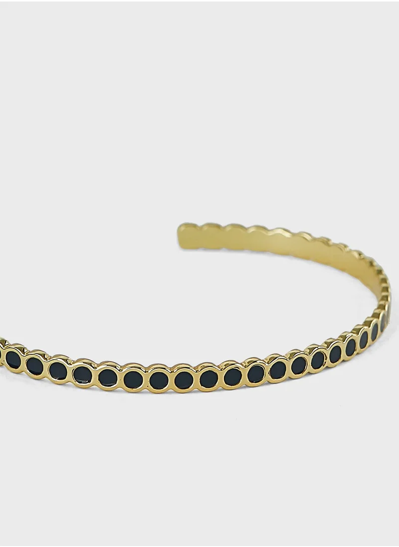 Bangle up Enamel Round Adjustable Thin Cuff