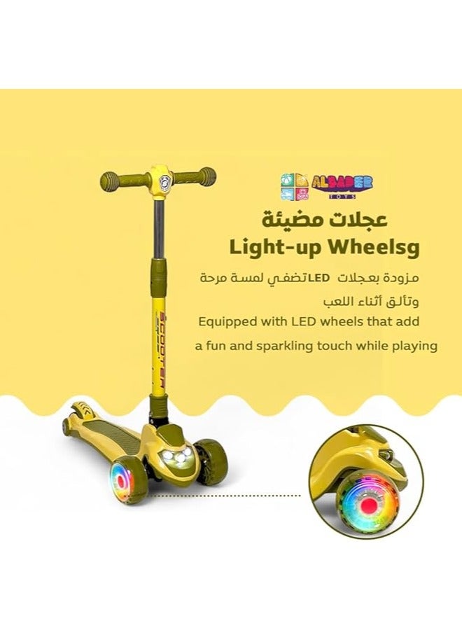 البدر سكوتر يدوي من البدر، سكوتر توازن مصنوع من بلاستيك PVC بارتفاع قابل للتعديل وقابل للطي، سكوتر بثلاث عجلات للاطفال للبنات والاولاد في الهواء الطلق، سكوتر يدوي للاطفال من عمر 2-10 سنوات - Image 2