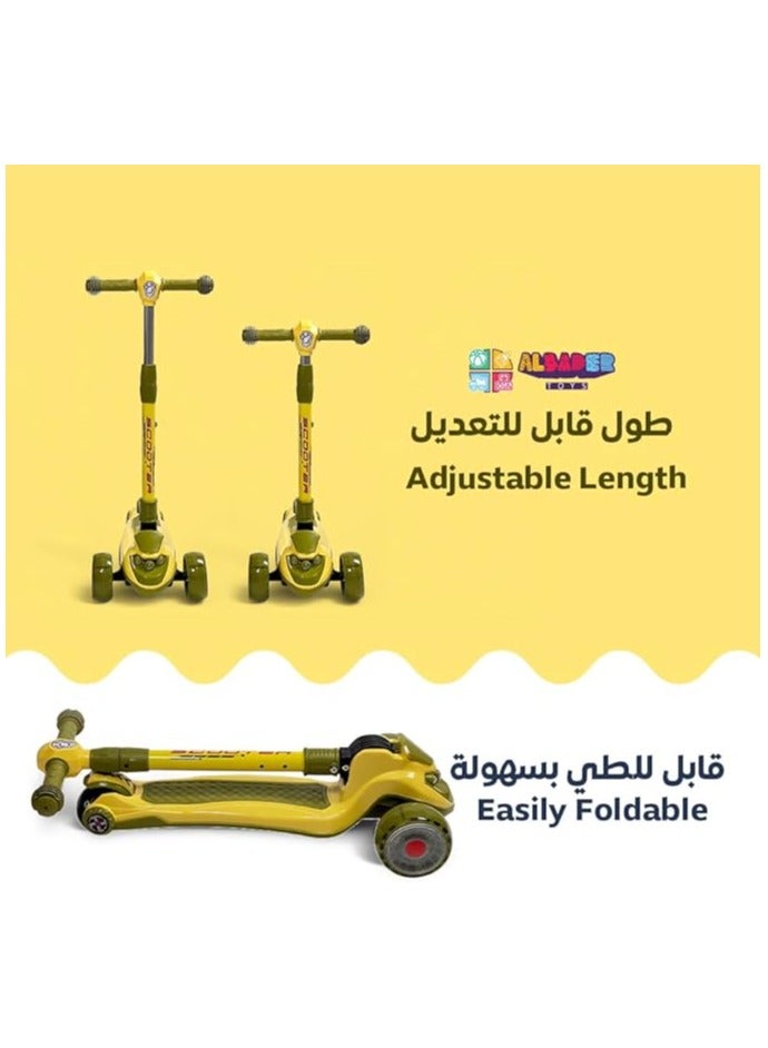 البدر سكوتر يدوي من البدر، سكوتر توازن مصنوع من بلاستيك PVC بارتفاع قابل للتعديل وقابل للطي، سكوتر بثلاث عجلات للاطفال للبنات والاولاد في الهواء الطلق، سكوتر يدوي للاطفال من عمر 2-10 سنوات - Image 3