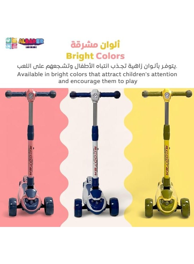 البدر سكوتر يدوي من البدر، سكوتر توازن مصنوع من بلاستيك PVC بارتفاع قابل للتعديل وقابل للطي، سكوتر بثلاث عجلات للاطفال للبنات والاولاد في الهواء الطلق، سكوتر يدوي للاطفال من عمر 2-10 سنوات - Image 4