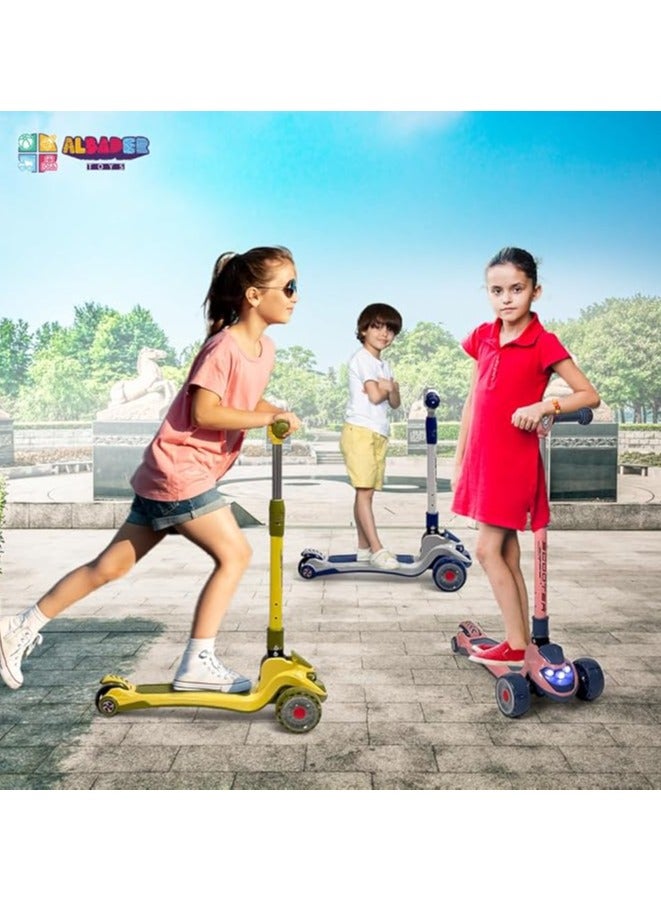البدر سكوتر يدوي من البدر، سكوتر توازن مصنوع من بلاستيك PVC بارتفاع قابل للتعديل وقابل للطي، سكوتر بثلاث عجلات للاطفال للبنات والاولاد في الهواء الطلق، سكوتر يدوي للاطفال من عمر 2-10 سنوات - Image 5