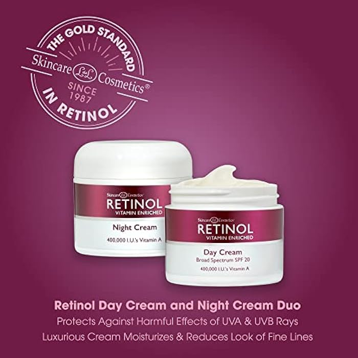 RETINOL كريم الليل والنهار ليفاورا المضاد للشيخوخة مع الريتينول وغني بالفيتامينات - ثنائي العناية بالبشرة الخاص بك لمدة 24 ساعة الذي يعمل ليلاً ونهاراً ليمنحك بشرة تبدو أصغر سناً، 1 أونصة لكل منهما - Image 2