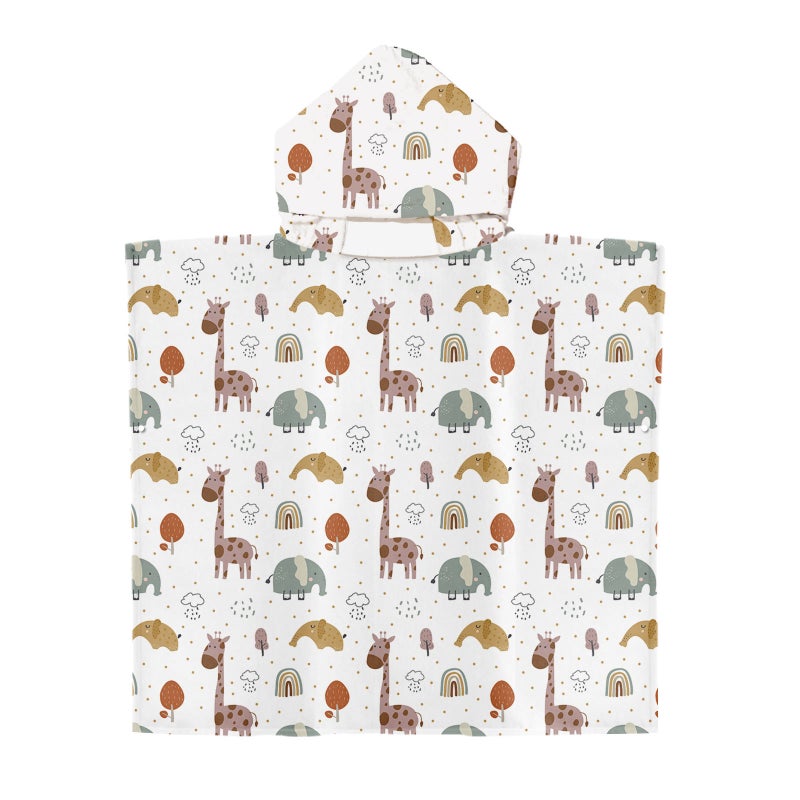 Elephant Children'S Beach Sunscreen Hooded Poncho Beach Changing Towel Swimming Wearing Printed Authoritarian Bath Towel Bathrobe - Image 1
