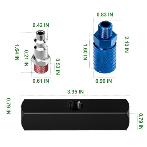 TAISHER 3-Way Straight Air Manifold 4 Ports Aluminum Industrial Pneumatic Air Compressor Quick Connect Socket In Line Type Air Hose Splitter with 3 Couplers and 1/4" Male NPT Plug - Image 3