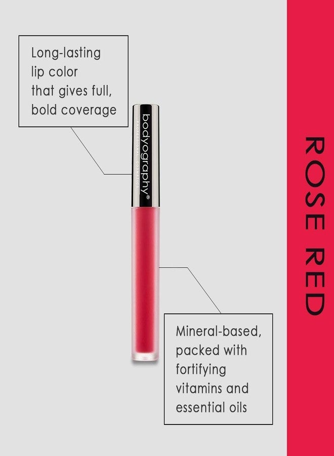 Bodyography Matte Lip Lava Liquid Lipstick (Regal): Rose Red Salon Makeup Long-Wearing Lipstick with Soft Opaque Finish - Image 4