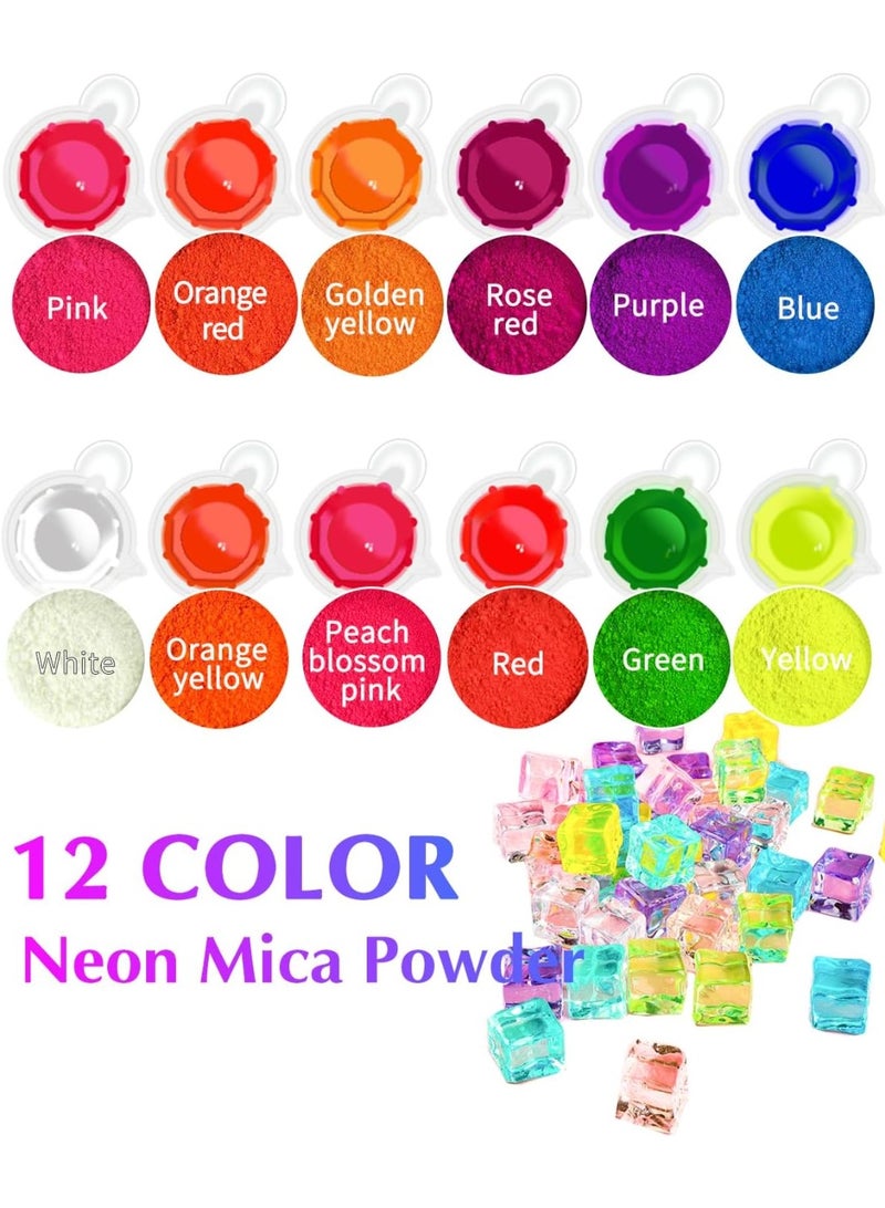 Arabest Neon Pigment Powder - Vibrant Fluorescent Epoxy Resin Pigment Powder, Non-Toxic Neon Colorant for Nail Art, Slime, Painting, Bath Bombs, Candle Making, Jewelry, DIY Craft, 12 Colors, 20ml - Image 5