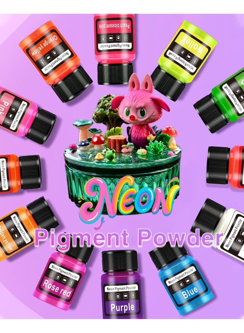 Arabest Neon Pigment Powder - Vibrant Fluorescent Epoxy Resin Pigment Powder, Non-Toxic Neon Colorant for Nail Art, Slime, Painting, Bath Bombs, Candle Making, Jewelry, DIY Craft, 12 Colors, 20ml - Image 3