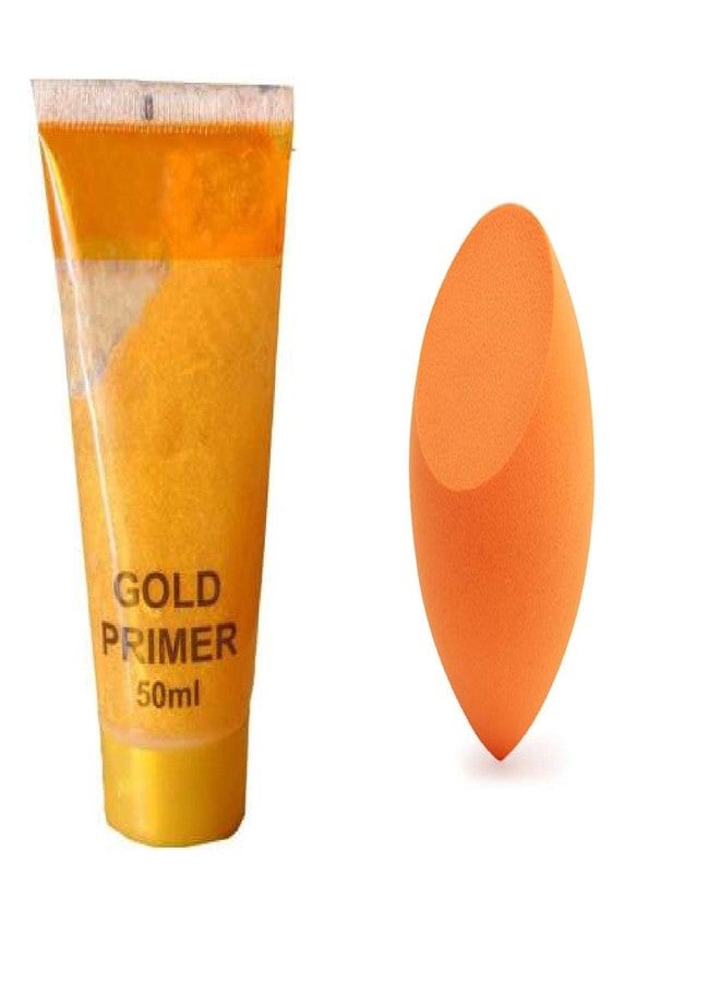 MK (ZERO SHIPPING) MK Beauty 1 Pc of CC Gold Primer with Face Makeup Blender, Sponge for perfect makeup look - Pack of 2 Items (same as image) - Image 1