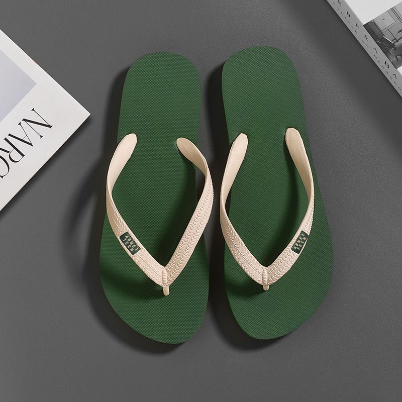 2023 Mens Summer Slides Non-slip Sport Sandals Beach Flip-Flops 2588 Green beige 
