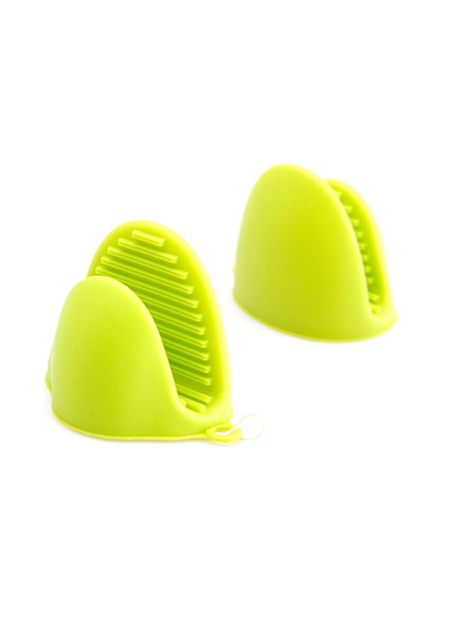 طقم قفازات فرن مكون من قطعتين أخضر 15x5x10سم - Image 1