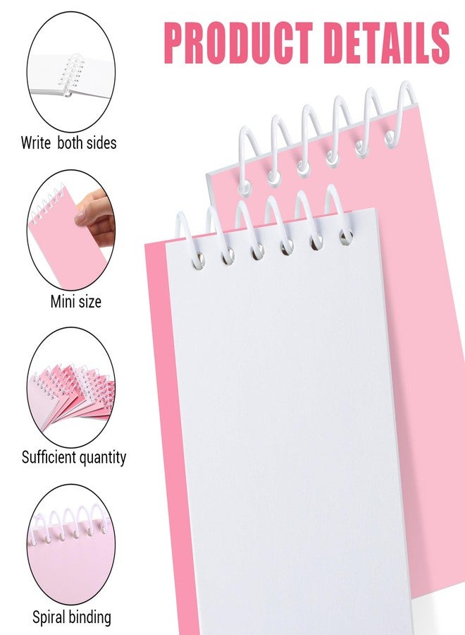 Epakh 24 Pcs Student Gift Bulk Pocket Spiral Notebook Memo Pads Mini Blank Pocket Notebooks 20 Sheets Per Notebook for School Classroom Home Office Nurses(Pink) - Image 3