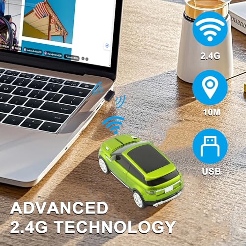 CHUYI Cool Sports Car Shape Wireless Optical Mouse 1600 DPI Cordless Office School Mice with USB Receiver for PC Computer Laptop (Green-1 Pack) - Image 2