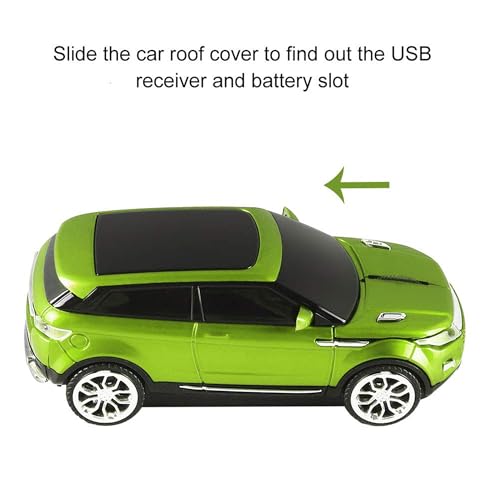 CHUYI Cool Sports Car Shape Wireless Optical Mouse 1600 DPI Cordless Office School Mice with USB Receiver for PC Computer Laptop (Green-1 Pack) - Image 4
