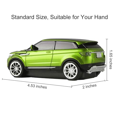 CHUYI Cool Sports Car Shape Wireless Optical Mouse 1600 DPI Cordless Office School Mice with USB Receiver for PC Computer Laptop (Green-1 Pack) - Image 3