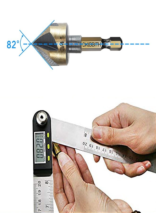 DKIBBITH Countersink Drill Bit Set, 5pc, 1/4" Hex Shank, 82 Degree Countersink Holes for Screws to Sit Flush or Under The Surface of Metal Wood Plastic, Sizes 1/4, 3/8, 1/2, 5/8, 3/4 Inches with Storage Case - Image 5