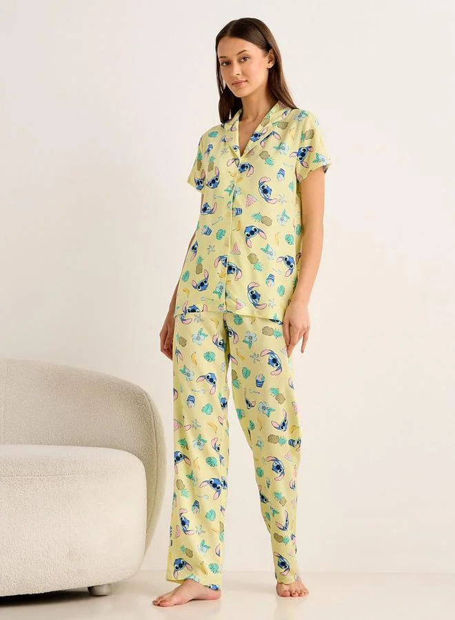 Splash FAV Pyjama Set Button-Down Shirt & Trousers Viscose