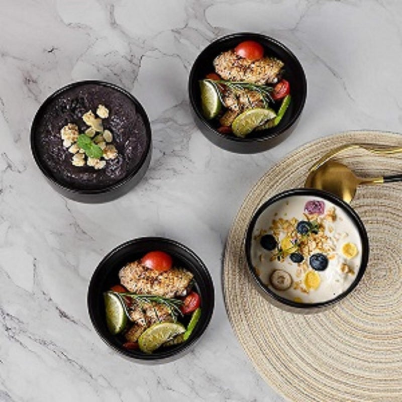 ZIDO 4 Pcs Multipurpose Melamine Serving Bowl with Spoons for Desserts, Cereal, Vegetable, Soup, Ice Cream, Gravies, Namkeen, Maggi, Pasta, Dry Fruits, etc - Image 4
