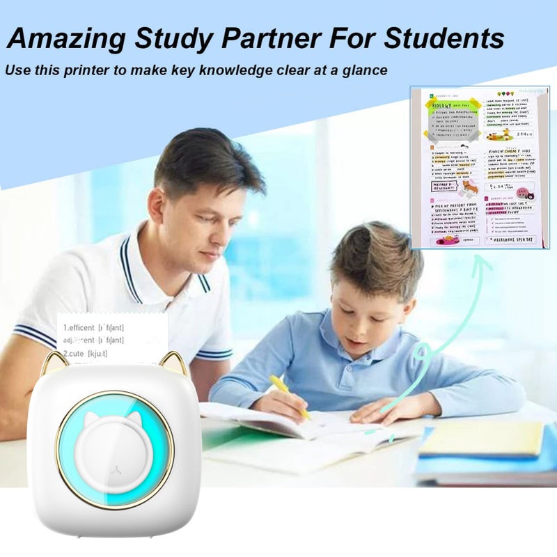 Mini Pocket Printer Portable Thermal Printer Machine Wireless BT Connection 203DPI for Picture Label DIY Handcraft List Meno Notes Journal Receipt Paper Instant Sticker with 1 Roll Thermal Paper - Image 3