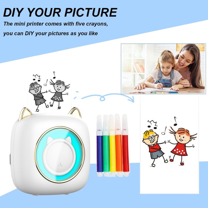 Mini Pocket Printer Portable Thermal Printer Machine Wireless BT Connection 203DPI for Picture Label DIY Handcraft List Meno Notes Journal Receipt Paper Instant Sticker with 1 Roll Thermal Paper - Image 4