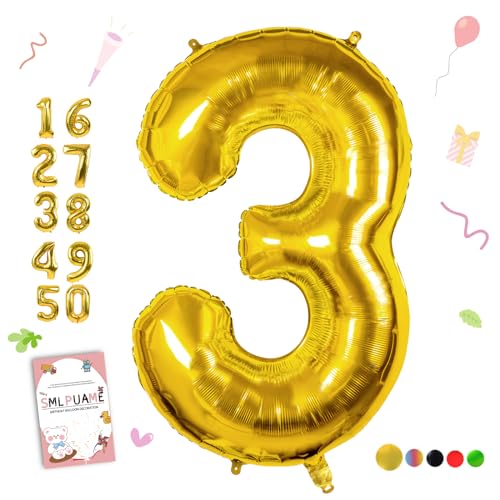 Smlpuame 40 inch Number Balloon 09 Gold Large Number 3 BalloonsDigital Balloons for Birthday Party Celebration Decorations Supplies Helium Foil Number Balloons for Wedding Anniversary - Image 1