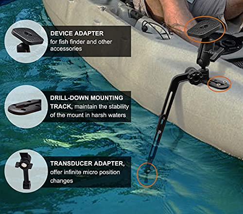WINDFRD Kayak Fish Finder Mount with Transducer Mounting Arm, 1.5" Ball Marine Electronic Mount for Boat Track, Universal Mounting Plate, Compatible with Scotty, Lowrance, Garmin Fish Finders - Image 2