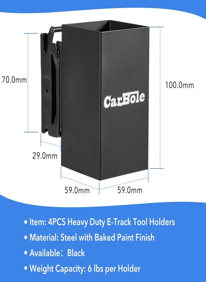 حاملات أدوات كاربول إي تراك للشاحنات والمستودعات، عبوة من 4 قطع من ملحقات إي تراك لتنظيم المرآب لحفظ أدوات الحديقة - Image 2